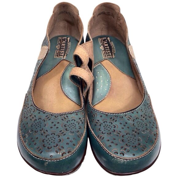 L'ARTISTE BY SPRING STEP Mamata Mary Jane Wedge Shoes EU Size 38 US 7.5 8 Green - Picture 8 of 16